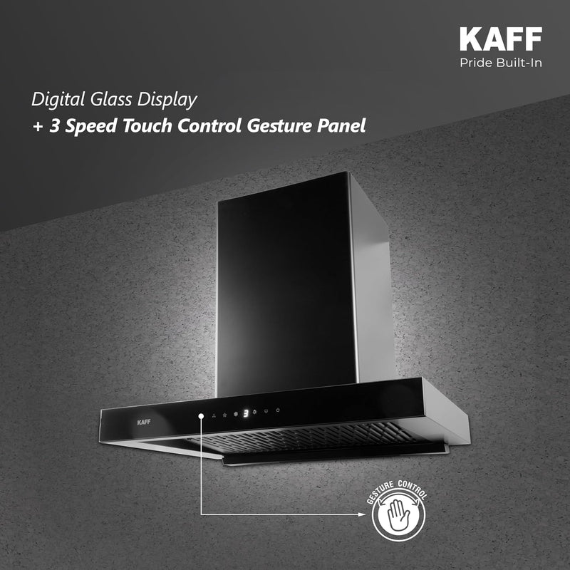 Kaff ASHPRO (SUPER) DHC 60cm Auto Clean Kitchen Chimney | 1450 m³/h Suction | Filterless Dry Heat Technology | Gesture &