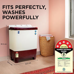 Midea 7.5 kg 5 star Semi Automatic Top Loading Washing Machine, Maroon, Rust proof Body, Air Dry Function (MWMSA075PPG(MW), Rat Away Feature)