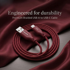 Philips DLC4150AI/94 18W Type-A to Type-C Fast Charging Cable (1.5m, Iron Red)