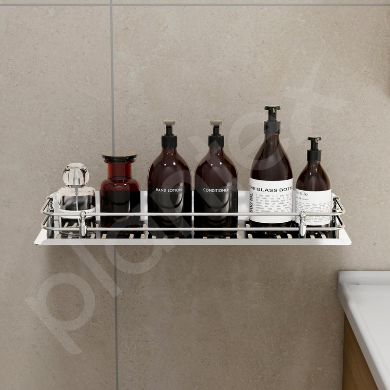 Plantex Bathroom Wall Shelf/Stainless Steel Bathroom Shelf for Wall with Railings/Bathroom Accessories Holder (15 inches, Chrome)-4