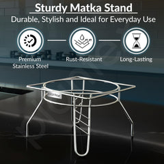 Plantex Stainless Steel Matka Stand/Ghada/Matki Stand/Plant Pot Stand for Balcony/Kitchen Accessories Items for Home (Chrome,Stainless Steel)-2