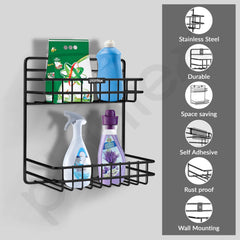 Plantex Self Adhesive Detergent Rack/GI Steel Bathroom Multipurpose Detergent Holder/Bathroom Shelf/Storage Rack/Bathroom Accessories (Powder Coated)-4