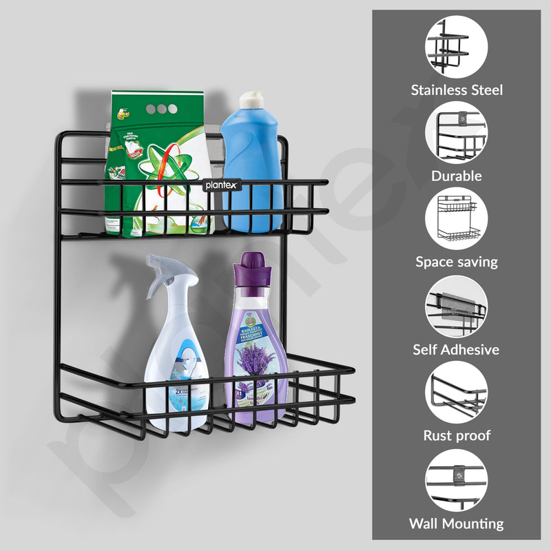 Plantex Self Adhesive Detergent Rack/GI Steel Bathroom Multipurpose Detergent Holder/Bathroom Shelf/Storage Rack/Bathroom Accessories (Powder Coated)-4