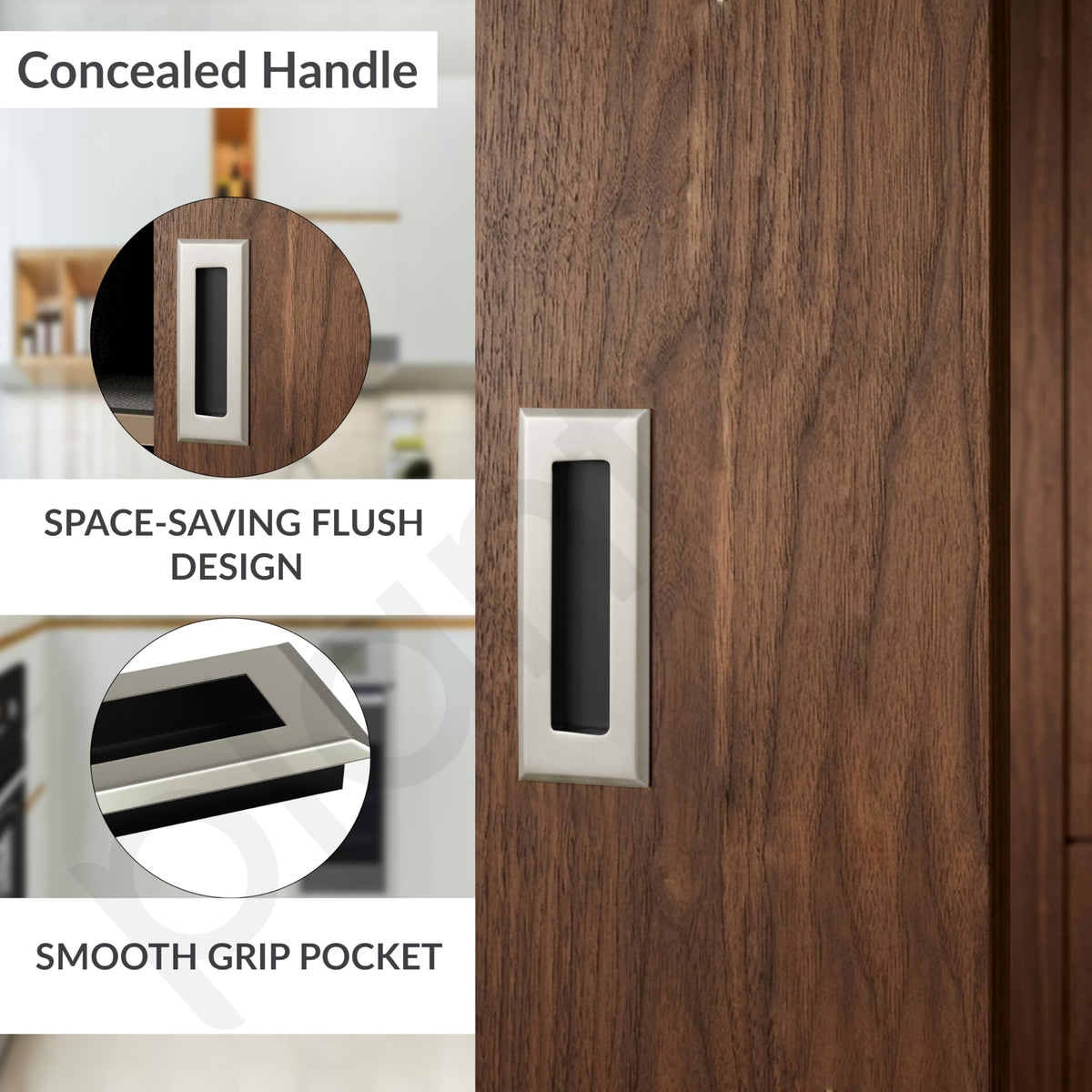 Plantex Sliding Door Handle/Concealed Handle for Sliding Door/96mm Concealed Handle for Wardrobe/Kitchen Cabinet - Pack of 4 (Satin) (Model APS-DTC-3900)-4