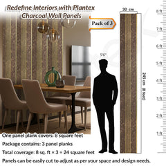 Plantex Louvers Panel for Wall/8 Feet Wall Panels/3D Charcoal Panel for Interior Walls Decor - Pack of 3 Covers - 24 Sq. Ft, Size-1 Feet x 8 Feet (YD-1201)-3