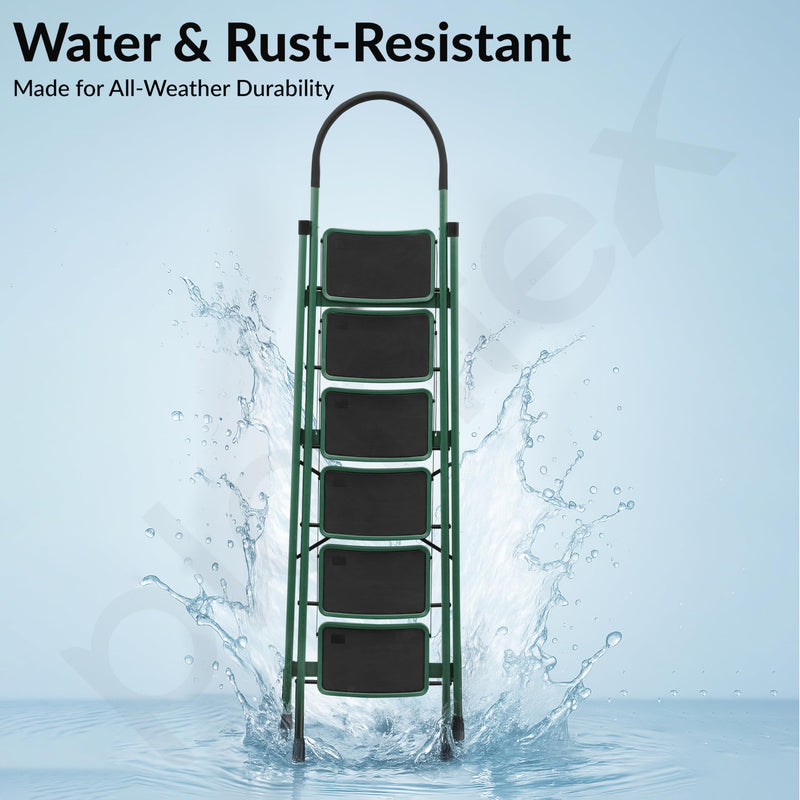 Plantex Hercules Pro 6-Step Foldable Ladder for Home with 150 kg Load Capacity/Heavy-Duty Steel Ladder/Anti-Slip Wide Step/Strong, Stable & Multi-Purpose (Green)-6