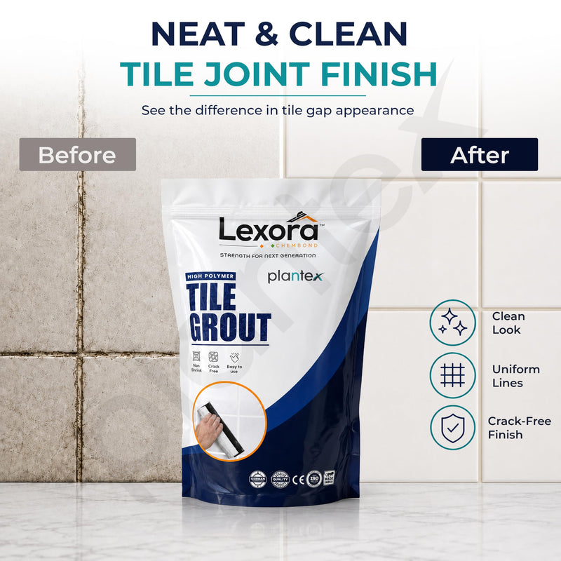 Plantex Lexora Premium Tile Grout/Waterproof Tile Gap Filler for Kitchen & Bathroom Wall Tiles Joint Filler/Crack Resistant/Chemical Resistant/Stain Resistant 1 kg (Ivory)-5