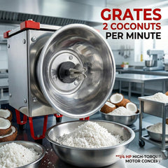 Electric Coconut Grater for Domestic and Commercial Prupose, Heavy Duty, Speed 2 Coconuts per min, 1440RPM, 1/4 HP Motor, Stainless Steel Blade