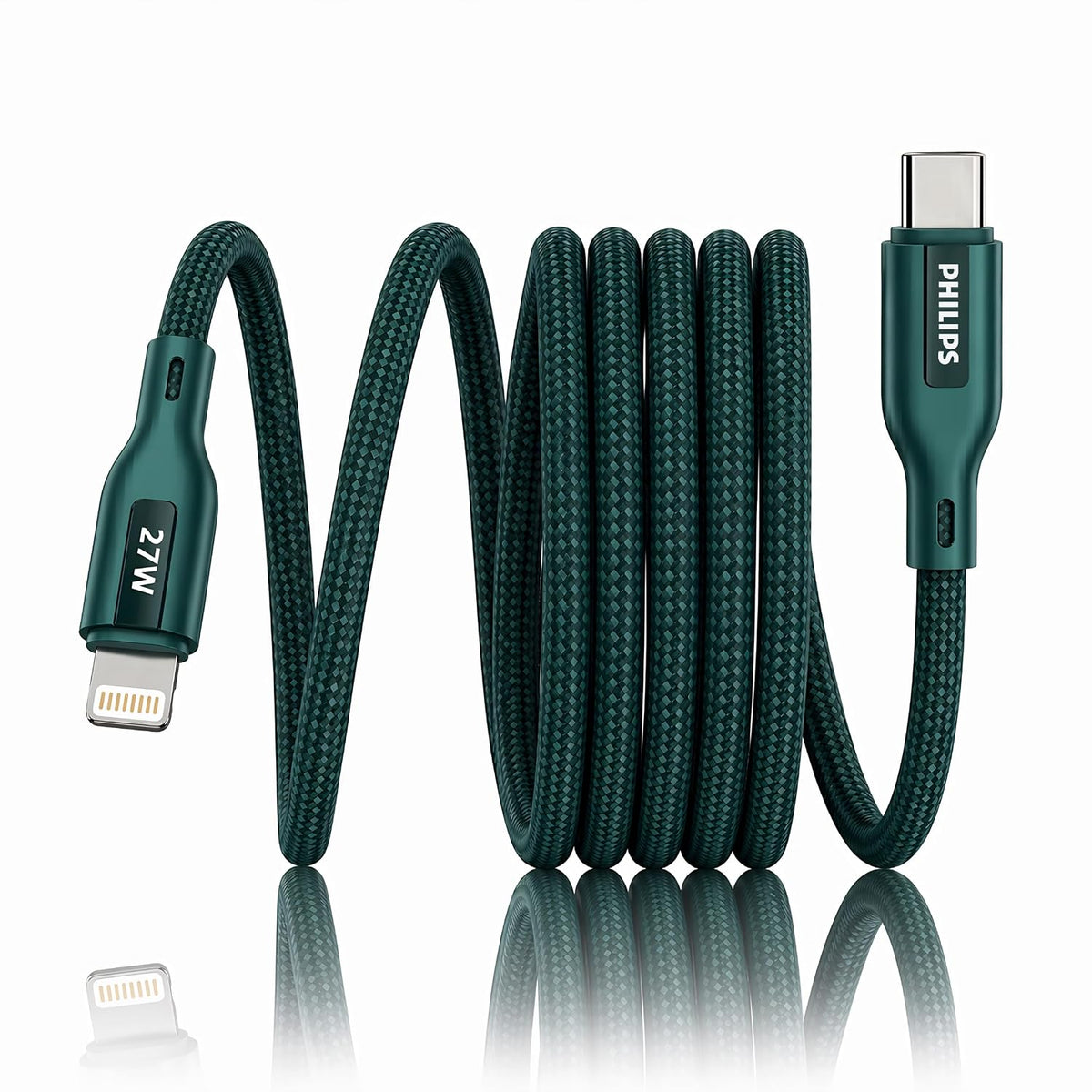 Philips DLC4130LT/94 27W iPhone Original Type-C to Lightning Fast Charging Cable (1m, Crystal Teal)