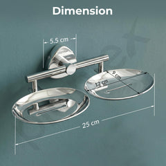 Plantex J4 Stainless Steel Double Soap Dish for Bathroom/Soap Holder for Bathroom/Wall Mounted Soap Holder/Bathroom Accessories (Chrome Finish) Angel-2