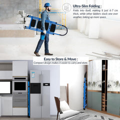 Plantex Premium 4 Step Steel Ladder/Ladder for Home/Wide Anti-Skid Wide Step Ladder/Capacity Upto 150 Kg (Blue & Black)