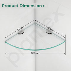 Plantex Premium Transperant Glass Corner Shelf for Bathroom/Kitchen Shelf/Bathroom Glass Shelf (9x9 Inches - White- Pack of 2)-3