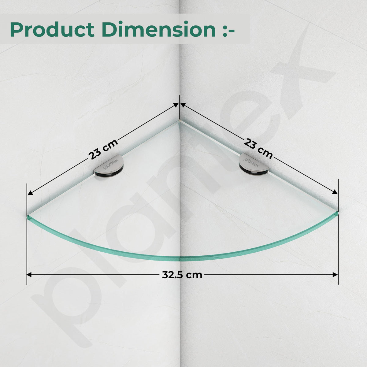 Plantex Premium Transperant Glass Corner Shelf for Bathroom/Kitchen Shelf/Bathroom Glass Shelf (9x9 Inches - White- Pack of 2)-3