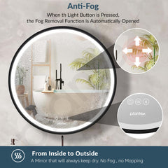 Plantex Bathroom Cabinet with Mirror/Aluminium Framed Bathroom Cabinet Storage/Round LED Mirror Cabinet for Bathroom Wall/Bathroom Organiser Cabinet (24x24 Inch, Defogger & Bluetooth - Black)-4
