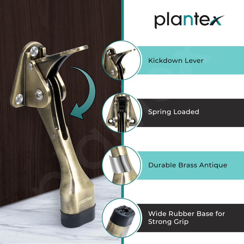 Plantex Door Stopper for Main Door/Stoppers for Home Hydraulic/Heavy Duty 5 Inch Door Stops Pack of 2 (186-Brass Antique)-4