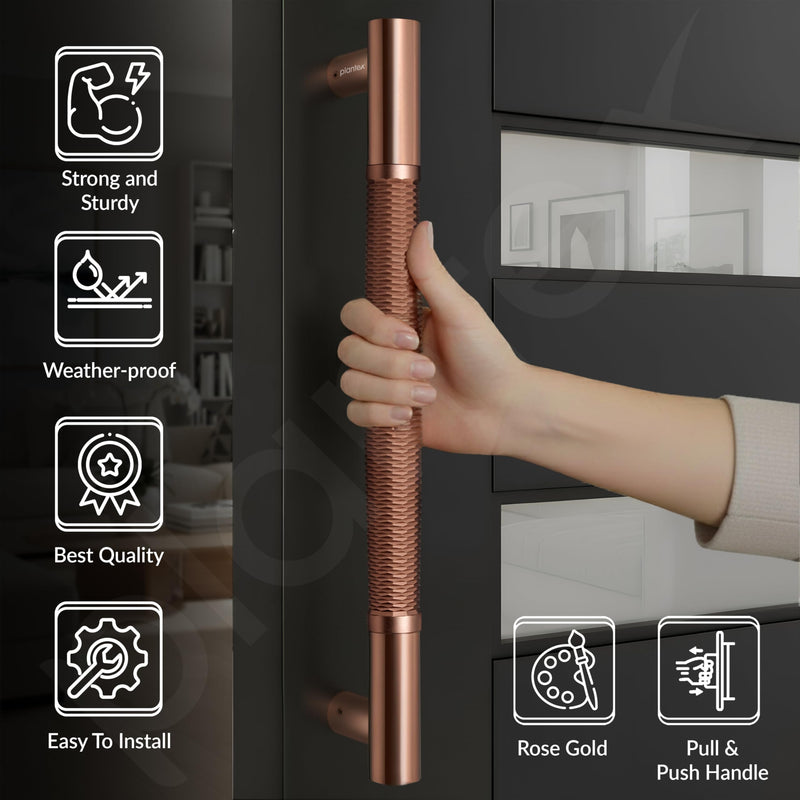 Plantex Main Door Handle/Stainless Steel & Aluminium Door Handle/450mm Pull-Push Handle for Home/Office/Hotel - Pack of 1 (DTMD-411, Rose Gold)-3