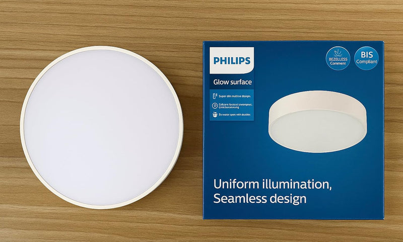 Philips LED Glow Surface Downlight Metal Body, Trim Less Sleek and Energy-efficient Surface Mount Light (6500k - Cool White, B0FLQD8Z8S)