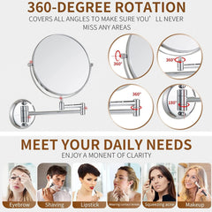 Plantex Premium Brass Magnifying Mirror/Two-Sided 360‚° Swivel Shaving Mirror with 5x/1x Magnification/Vanity Mirror for Bathroom (8 Inches-Chrome/Wall Mount)-2