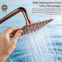 Plantex Stainless Steel Overhead Shower 4 x 4 inch with Water-Saving Technology/High pressure Rain Shower Head without Arm/Bathroom Shower -(Ultra Slim-PVD Rose Gold)-5