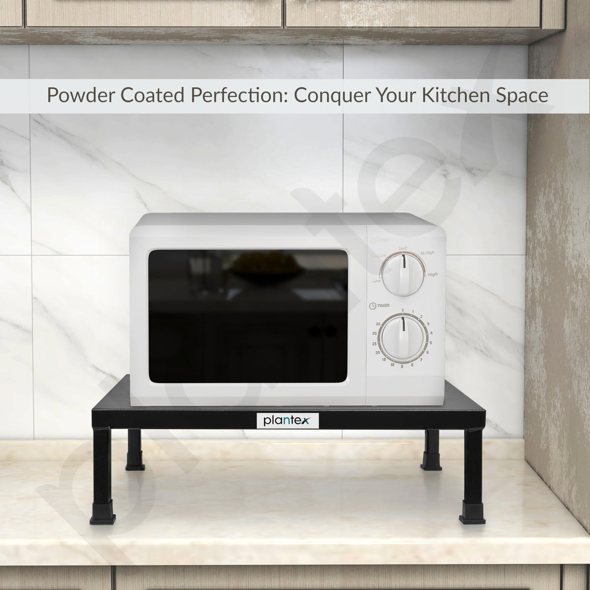 Plantex Oven Stand/Microwave Stand for Kitchen Platform/Microwave Storage Rack for Countertop Organization/Heavy-Duty Metal Shelf - Black-6