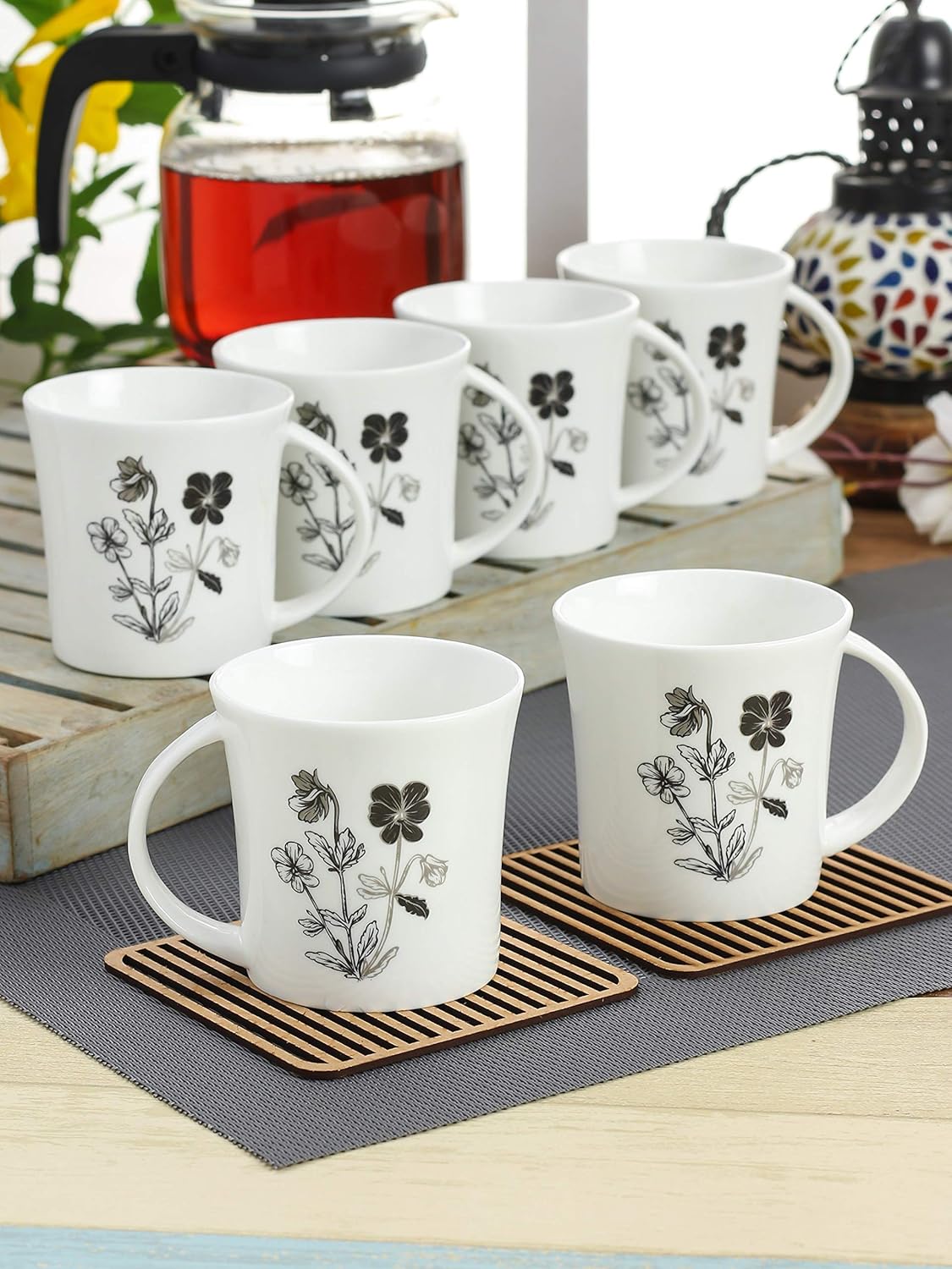 Clay Craft - Heaven Coffee Mugs Set, 6 Pieces, 210ml, MW27, Multicolor, Standard (CM-HEAVEN-MW27) - Ceramic