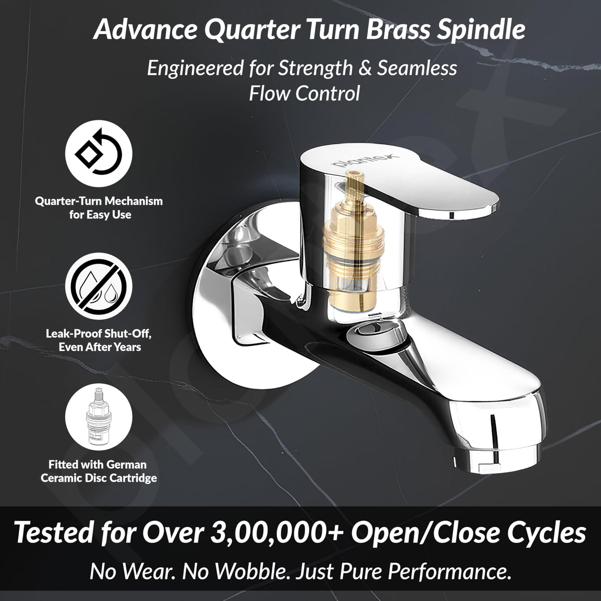 Plantex Pure Brass Bib Cock Water Tap for Bathroom with Water Saving Aerator/Wall Mount Tap for Wash Basin with Teflon Tape & Wall Flange (Chrome)-2