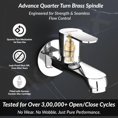 Plantex Pure Brass Bib Cock Water Tap for Bathroom with Water Saving Aerator/Wall Mount Tap for Wash Basin with Teflon Tape & Wall Flange (Chrome)-2