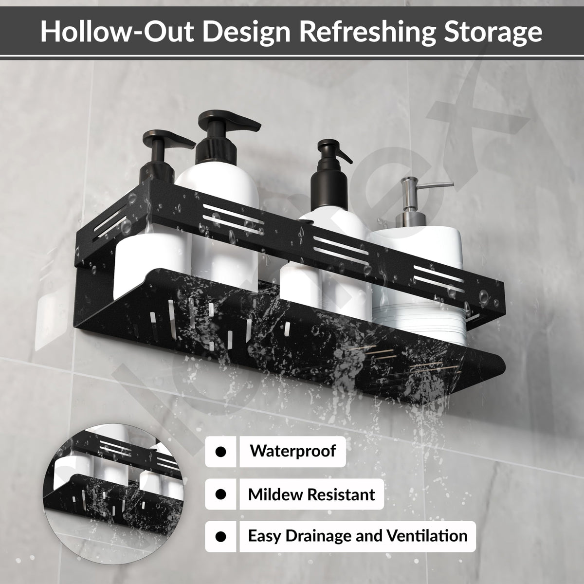 Plantex Self Adhesive Shelf for Bathroom/Stainless Steel Wall Shelf for Kitchen/No Drill Wall Shelves- Pack of 2 (12 x 4 Inch - Black)-5