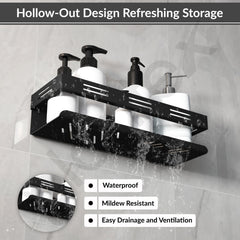 Plantex Self Adhesive Shelf for Bathroom/Stainless Steel Wall Shelf for Kitchen/No Drill Wall Shelves- Pack of 2 (12 x 4 Inch - Black)-5