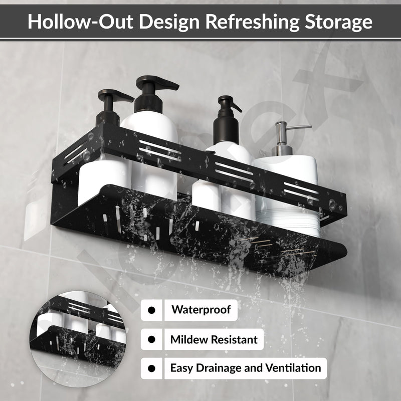 Plantex Self Adhesive Shelf for Bathroom/Stainless Steel Wall Shelf for Kitchen/No Drill Wall Shelves- Pack of 2 (12 x 4 Inch - Black)-5