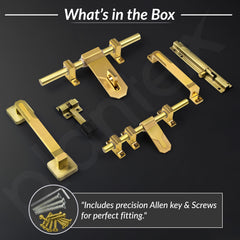 Plantex Stainless Steel Door Kit for Single Door/Door Accessories (10-inch Al-Drop,8-inch Latch,2 Handles of 8 and 7 Inch,7-inch Tower Bolt and 4-inch Door Stopper- (PVD Gold)-5