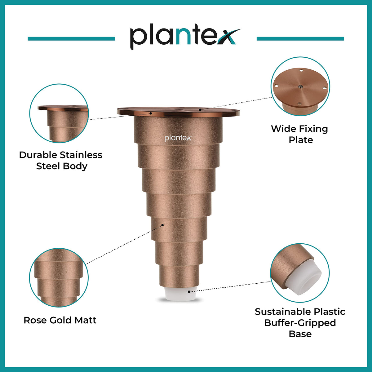 Plantex Heavy Duty Round 4 inch Spare Sofa Legs for Bed Furniture/Sofa Legs for Furniture Fitting/Table Legs/Sofa Leg Set of 2 pcs (Rose Gold) (Model APS-DTS-66)-4