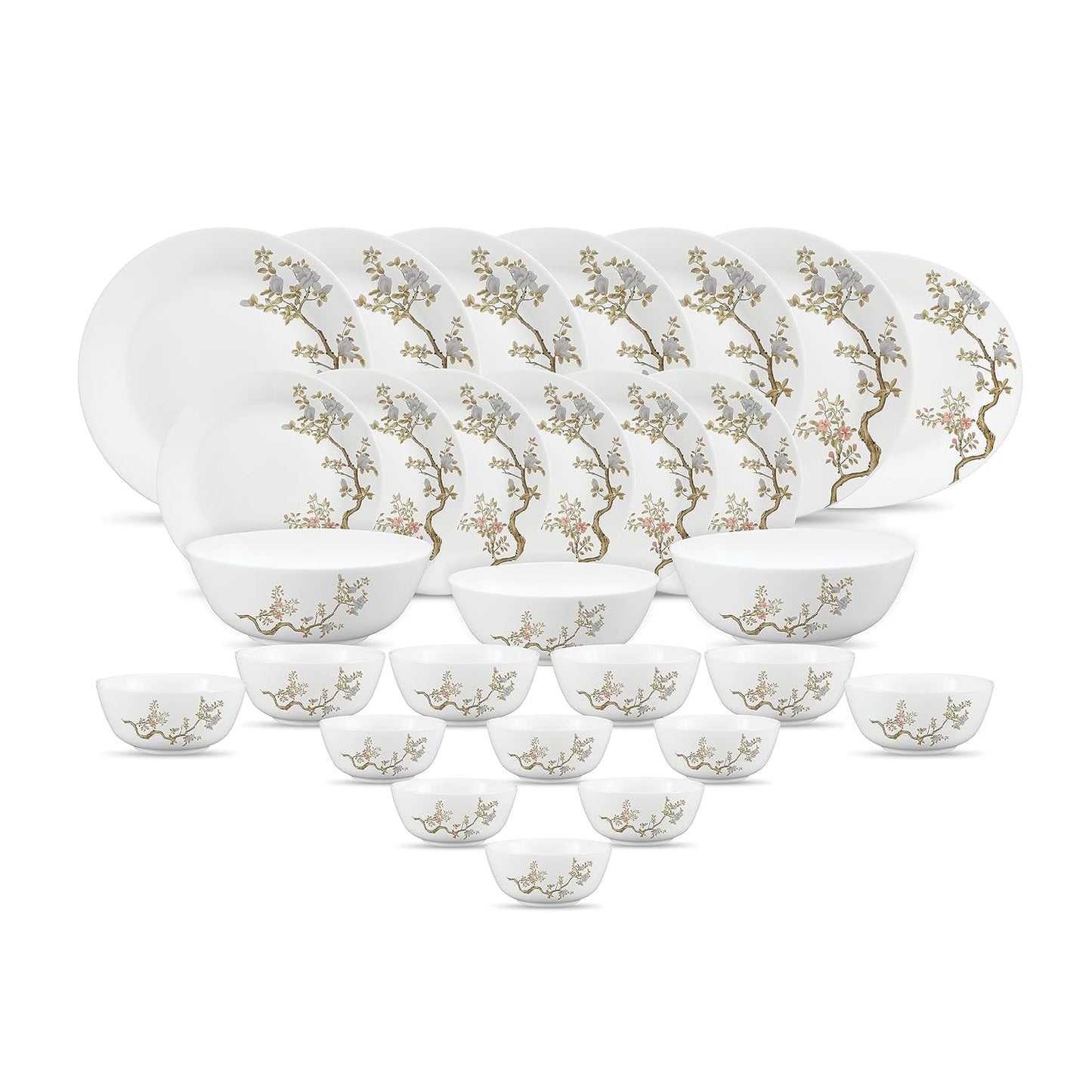 Diva by La Opala, Pearl Collection, Opal Glass Dinner Set 28 pcs, Zen Garden, White