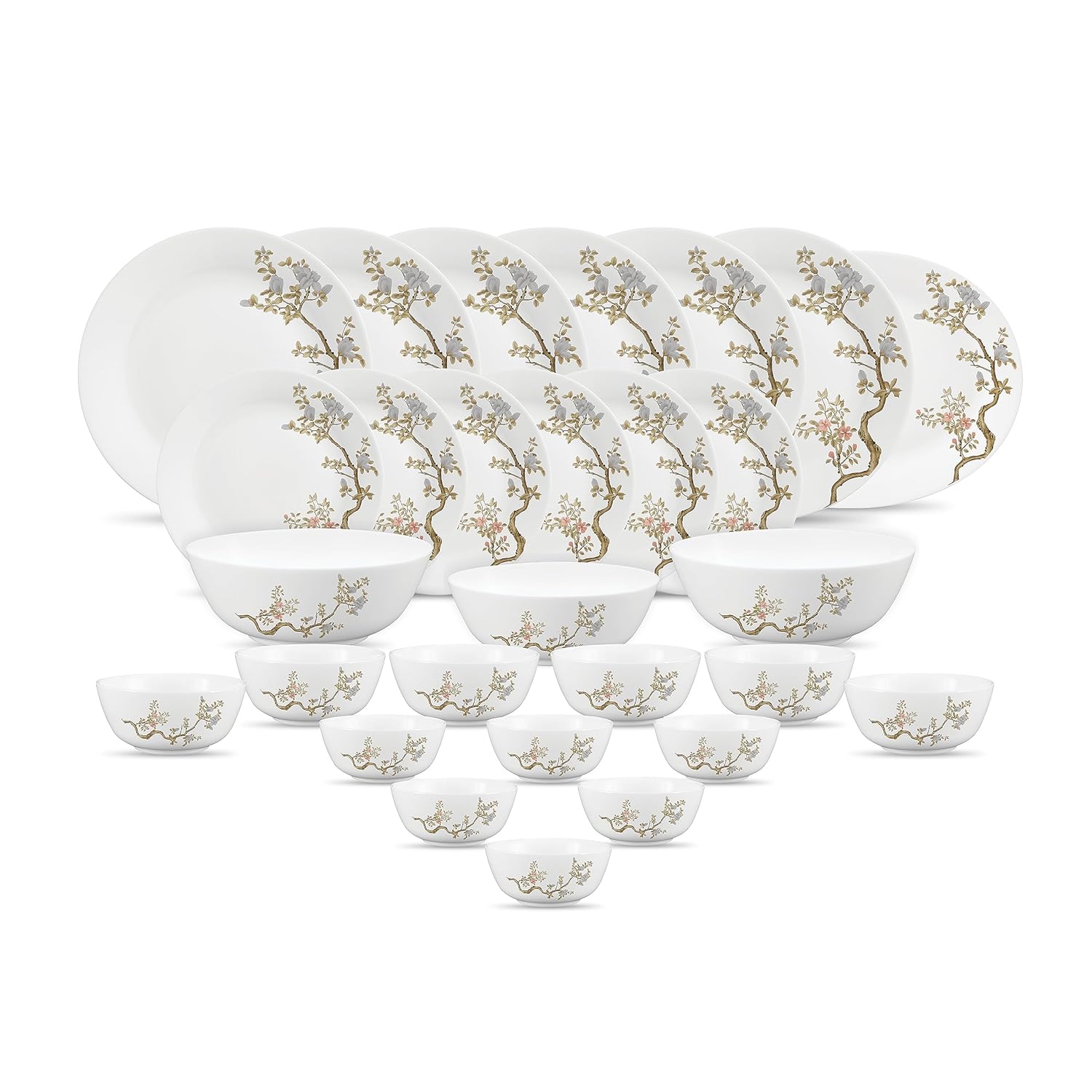 Diva by La Opala, Pearl Collection, Opal Glass Dinner Set 28 pcs, Zen Garden, White