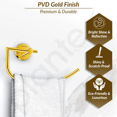 Plantex 304 Grade Stainless Steel Towel Ring/Hand Towel Holder/Towel Hanger for Bathroom/Napkin Holder for Wash Basin/Bathroom Accessories - Oreo (Gold)-5