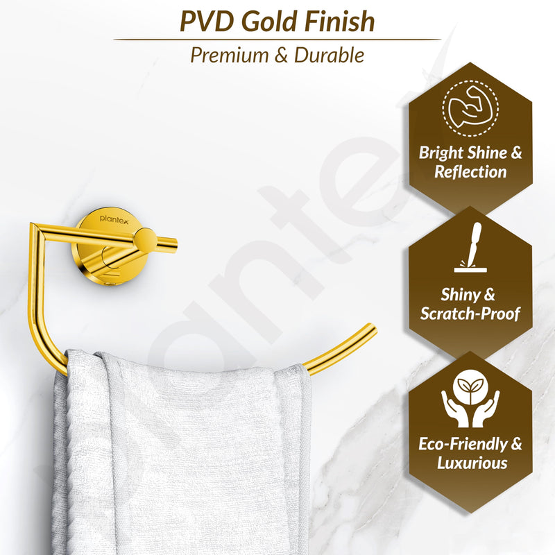 Plantex 304 Grade Stainless Steel Towel Ring/Hand Towel Holder/Towel Hanger for Bathroom/Napkin Holder for Wash Basin/Bathroom Accessories - Oreo (Gold)-5