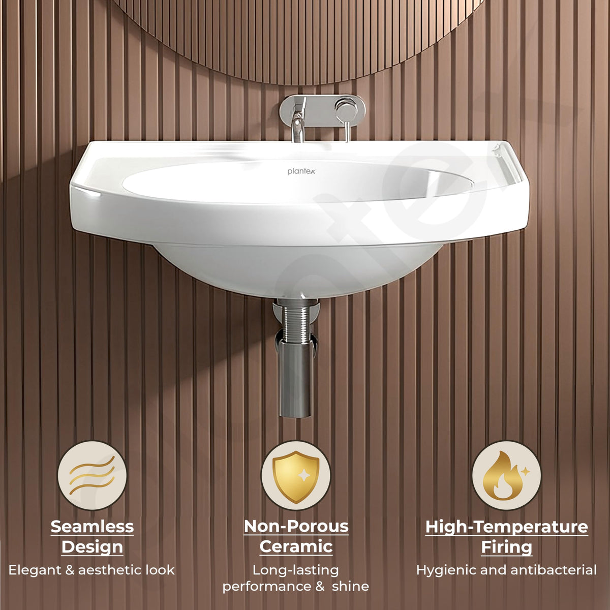 Plantex Ceramic Wallmount Basin for Bathroom/Wall Hung Wash Basin with 10 Years Glaze Warranty by Plantex/Small Basin/Sink for Bathroom (White - 18 X 12 X 8 Inch)-6