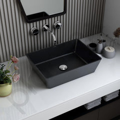 Plantex Table Top Basin for Bathroom/Quartz Rectangle Basin/Vessel Sink Over Counter for Home/Restaurant (Black, 18 x 13 x 5 Inch)-6