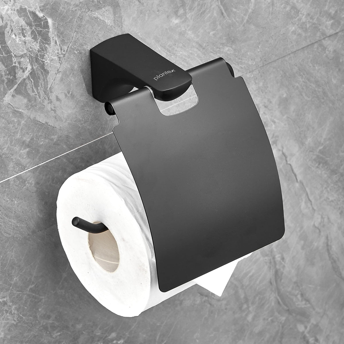 Plantex Space Aluminium Toilet Paper Holder/Tissue Paper Roll Holder in Bathroom/Lavatory/Bathroom Accessories (Black)-1