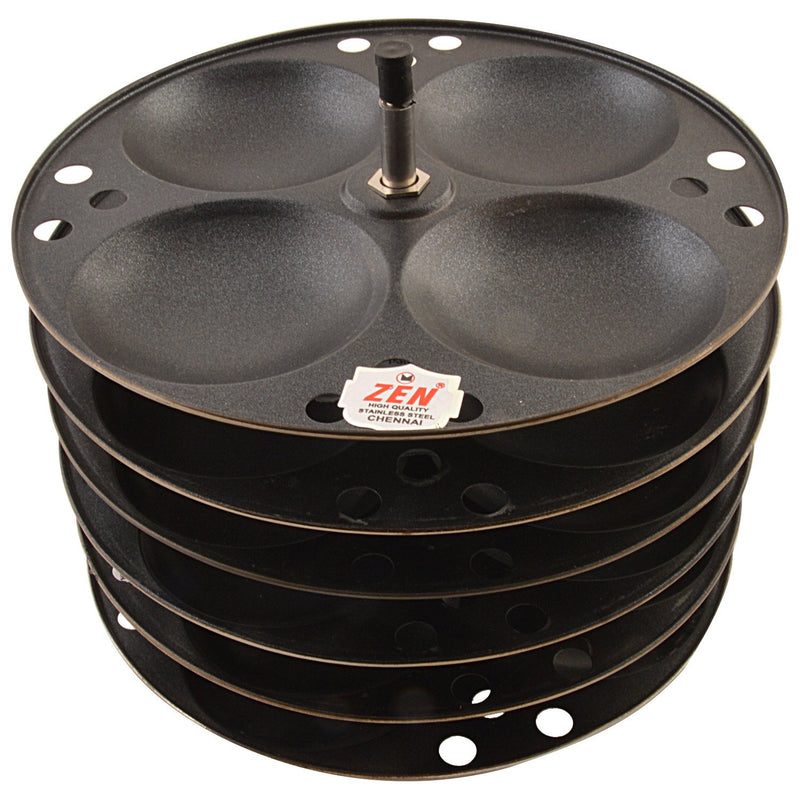Jain Stainless Steel Nonstick 3 Plate Idly Stand | Idli Maker | Nonstick Idli Stand with Holes for 7.5 liter Prestige Pressure Cooker (12 Idly), Black