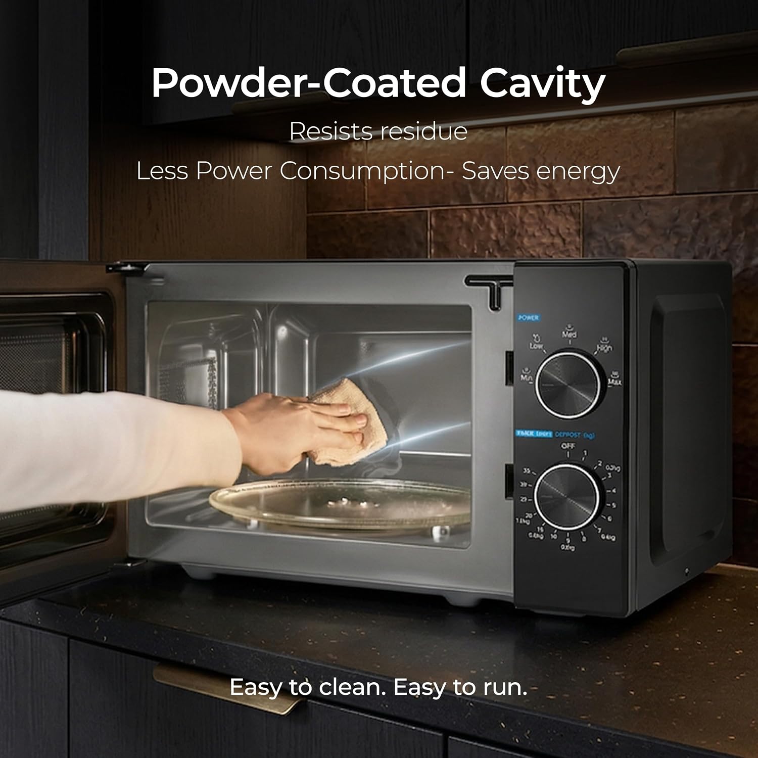 Midea 20L Solo Microwave Oven | 5 Power Levels + Defrost | 10-Year Magnetron Warranty | Mechanical Knob Control | Easy-Clean Powder-Coated Cavity | Energy Efficient | Oven for Reheating & Cooking