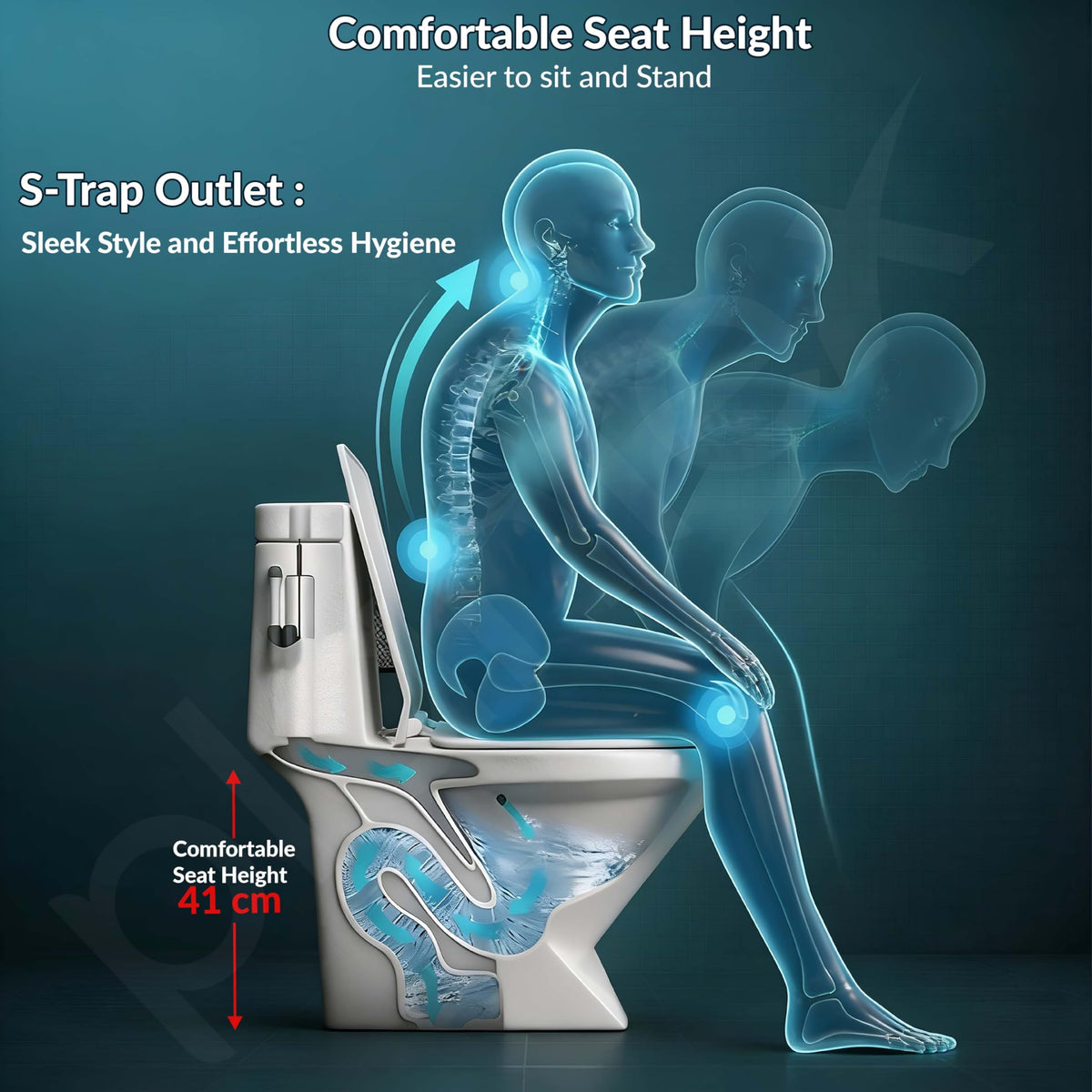 Plantex Platinum Ceramic Rimless Western Commode/One Piece Floor Mounted Commode/Siphonic Vaccum Flush Toilet with Soft Close Toilet Seat Cover - S Trap Outlet (White)-5