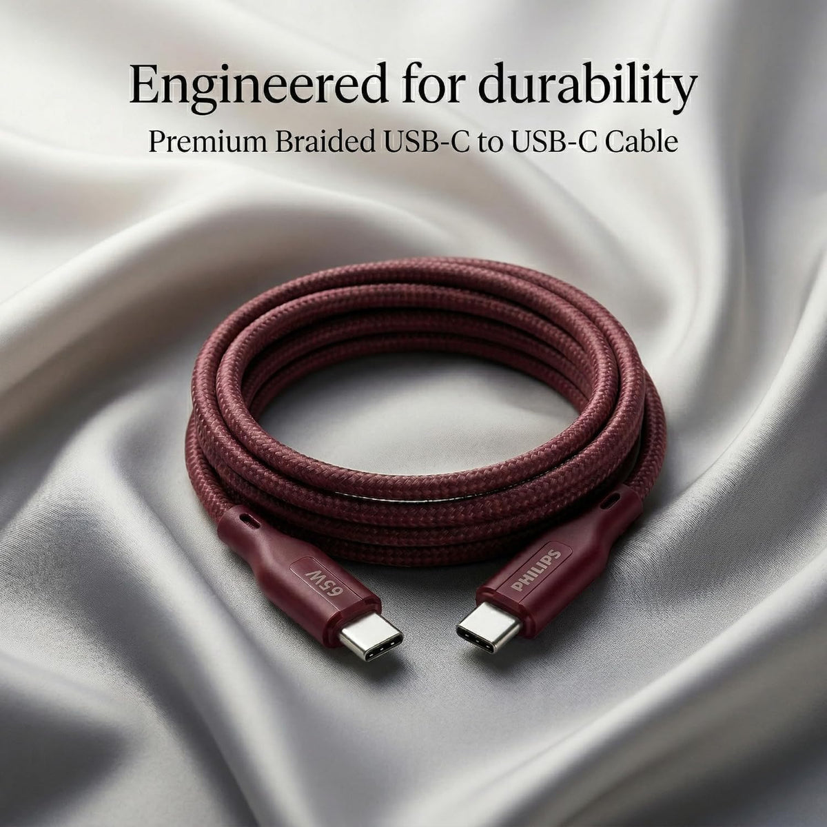 Philips DLC4160CI/94 65W Type-C to Type-C Fast Charging Cable (2m, Iron Red)