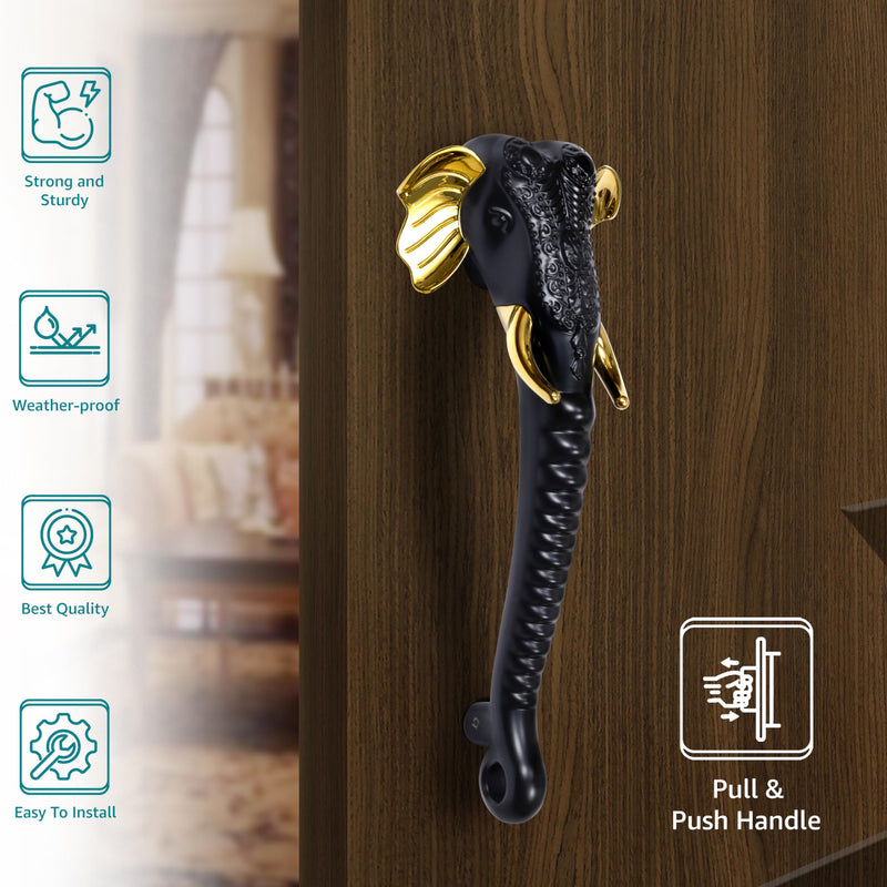 Plantex Premium Main Door Handle/17- inches Door Handle for Main Door/Pull Push Handle/Door and Home Decore Ganesh Shape Design/3 Years Warranty Pack of 1 (677- Brass Antique Finish)-2