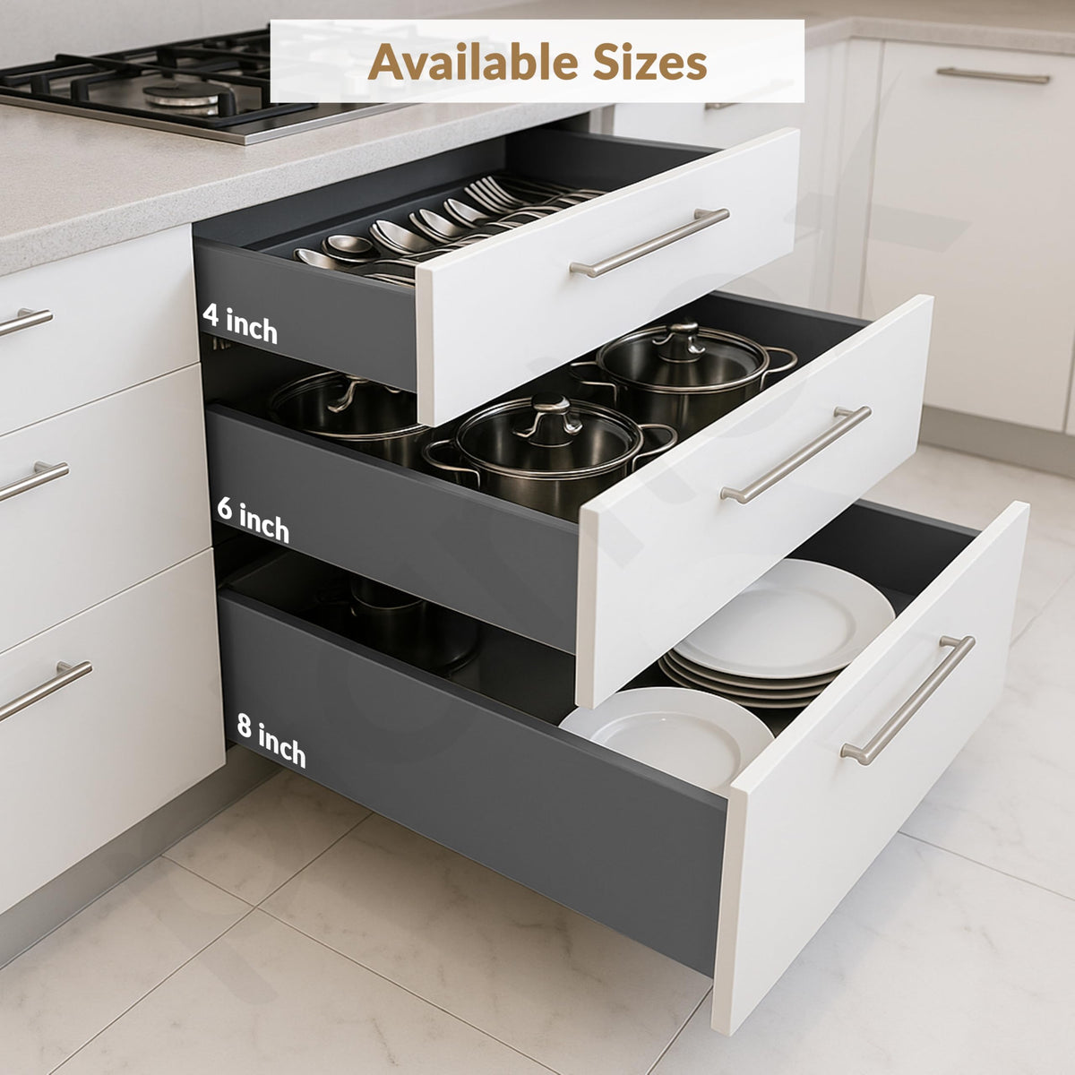 Plantex Tandem Box Drawer for Kitchen/Soft Close Tandem Box for Modular Kitchen/Tandem Basket/Load Capacity Upto 45 Kg - Grey (22 x 6 inch)-4