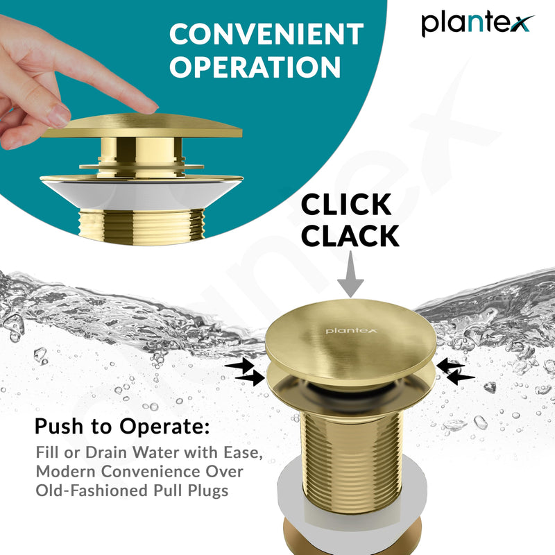 Plantex Pure Brass Waste Coupling for Wash Basin/5 inch Drain Out let System Full Thread Sink Waste Coupling - Pack of 1 (Matt Gold)-4