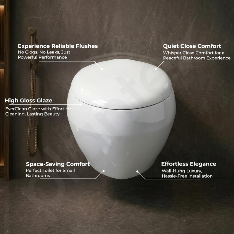 Plantex Ceramic Commode for Toilet/Rim Oval Shape Wall Hung Commode/Washdown Western Toilet with Soft Closing Toilet Seat (P-Trap, White)-2