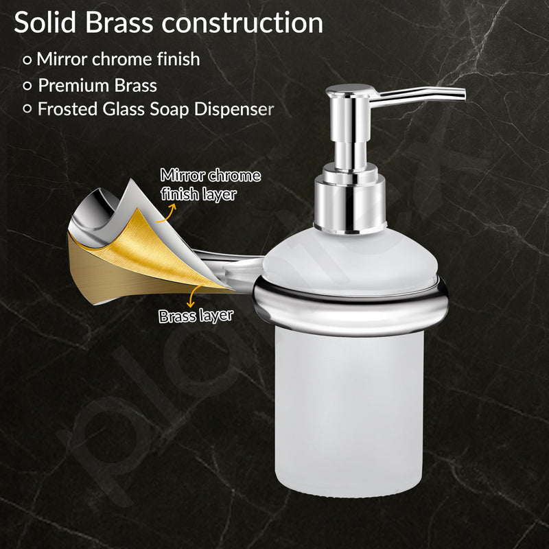 Plantex Smero Pure Brass Made Handwash Holder for Wash Basin/Liquid Soap Dispenser/Shampoo Dispenser - Craft (Chrome)-3