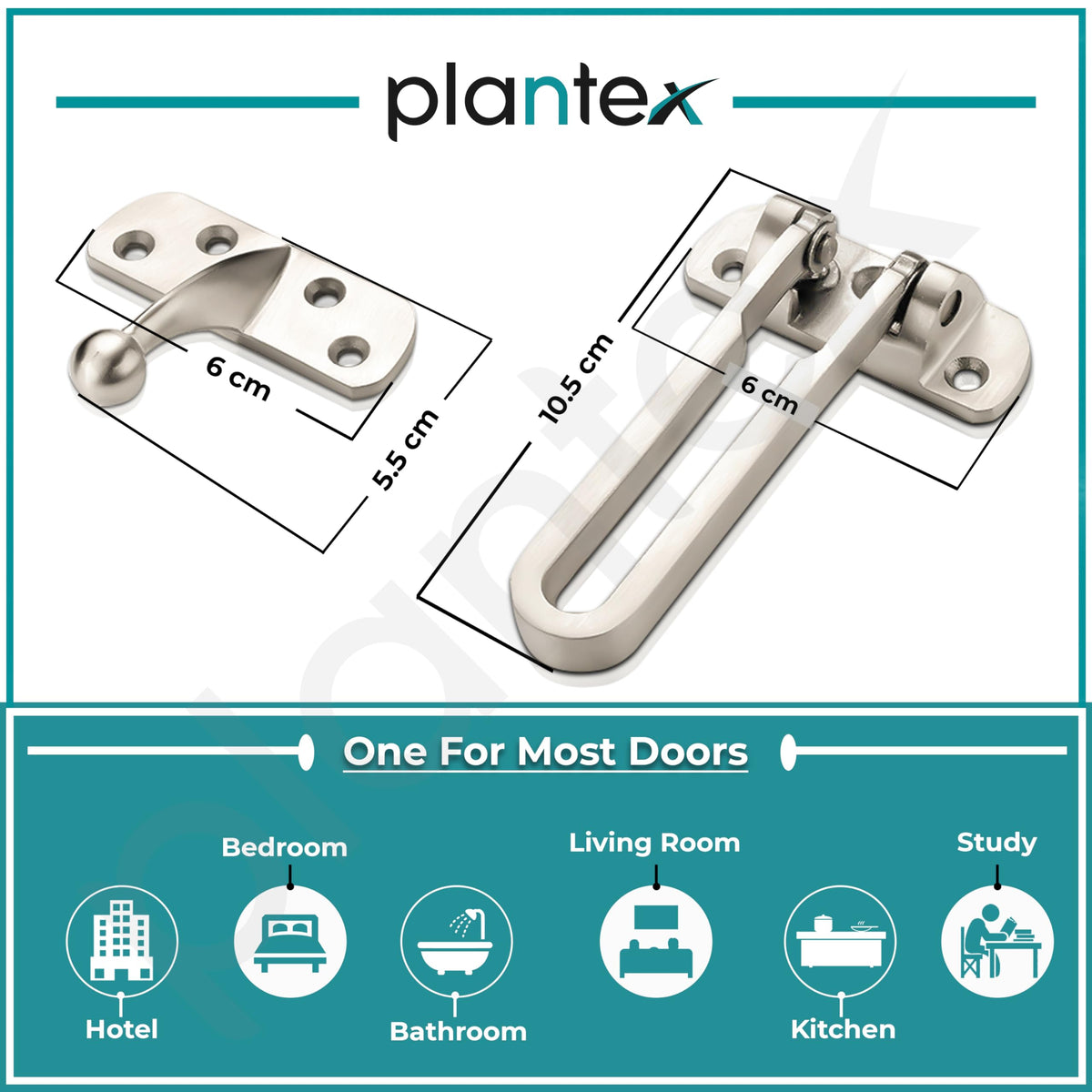 Plantex Security Latch for Home/Safety Door Lock for Home-Office- Hotel, Safety Guard with High Security Auxiliary Lock Pack of 3 (Matt Finish)-3