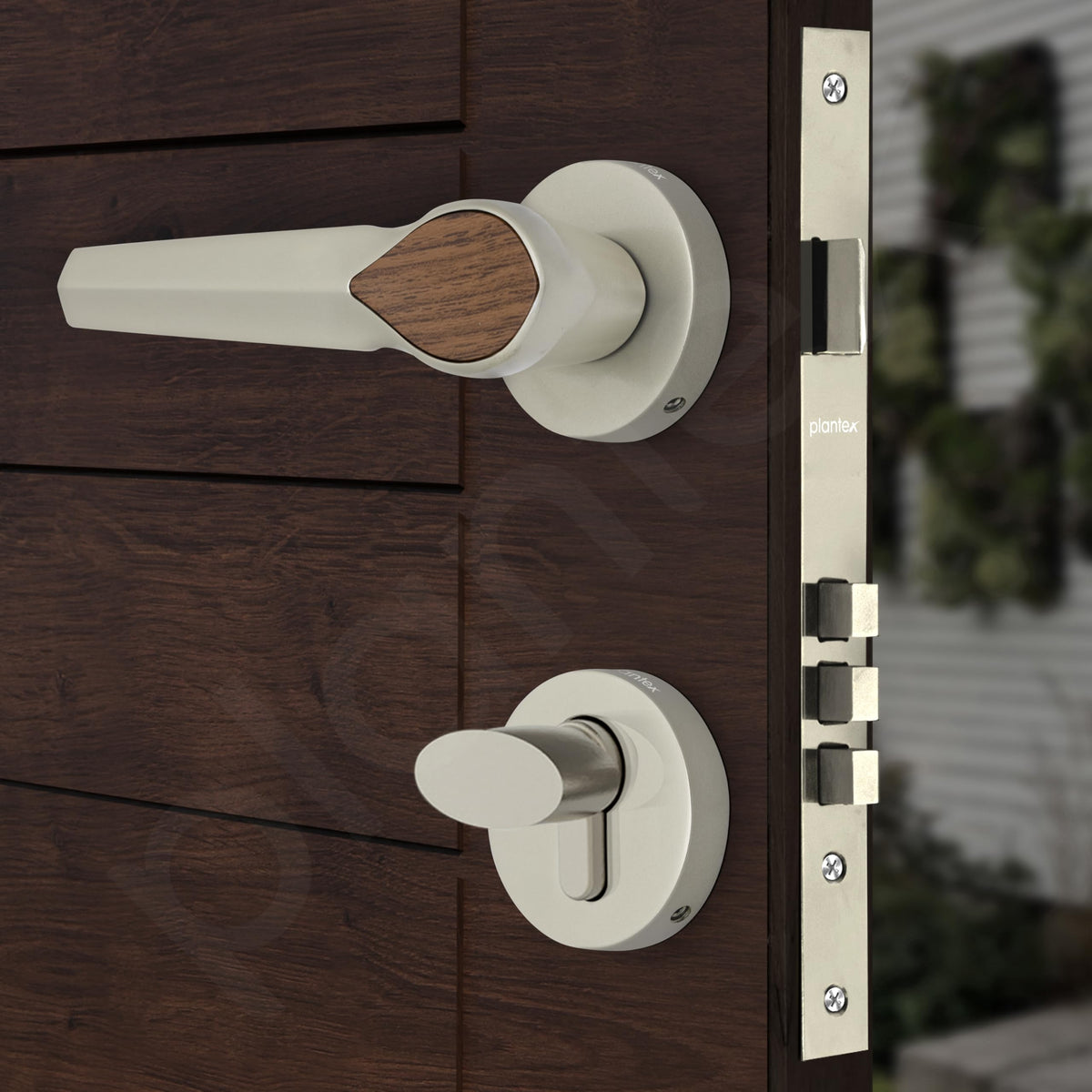 Plantex Heavy Duty Mortise Door Lock/Door Handle Lock/Main Door Handle Set for Home/Office/Door Accessories - (PT-012, Satin & Wood)-6